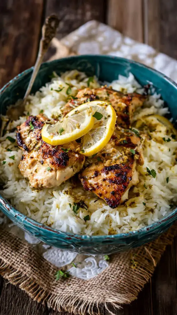 Lemon & Garlic Tahini Chicken & Rice