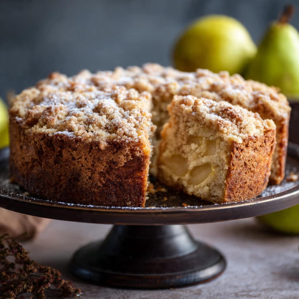Pear Coffee Cake with Cardamom Crumble