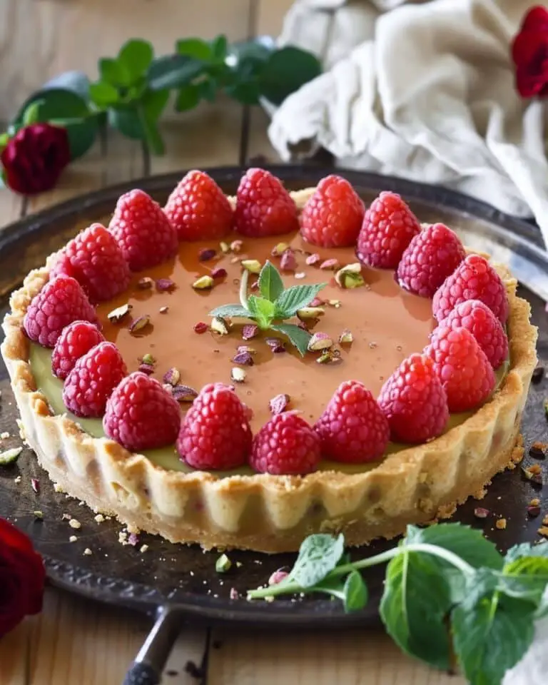 Rose & Pistachio Custard Tart