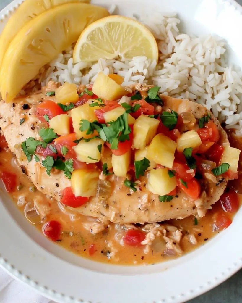 Sweet and Spicy Pineapple Salsa Chicken (Slow Cooker)