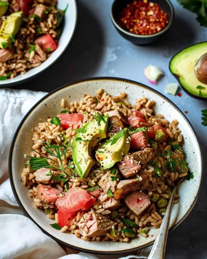 Tuna Avocado Brown Rice Bowls