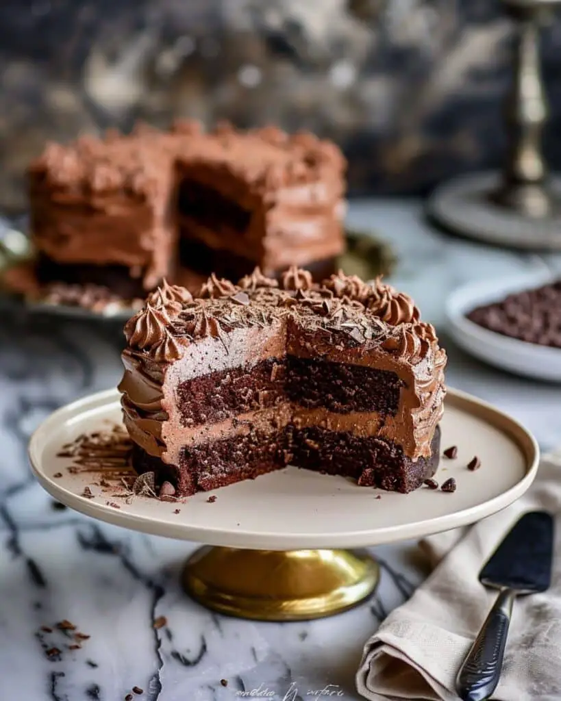 Vegan Mocha Cake with Chocolate Mousse (Gluten-Free Option)