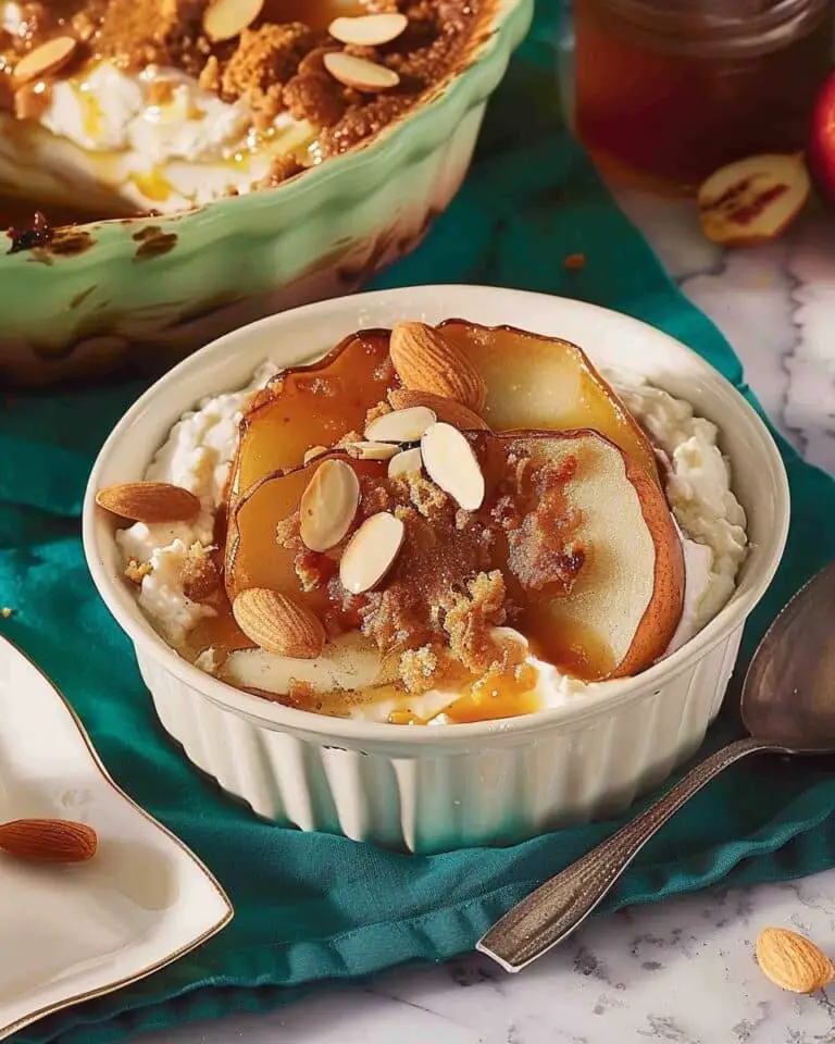Baked Pears with Almonds, Honey and Ricotta