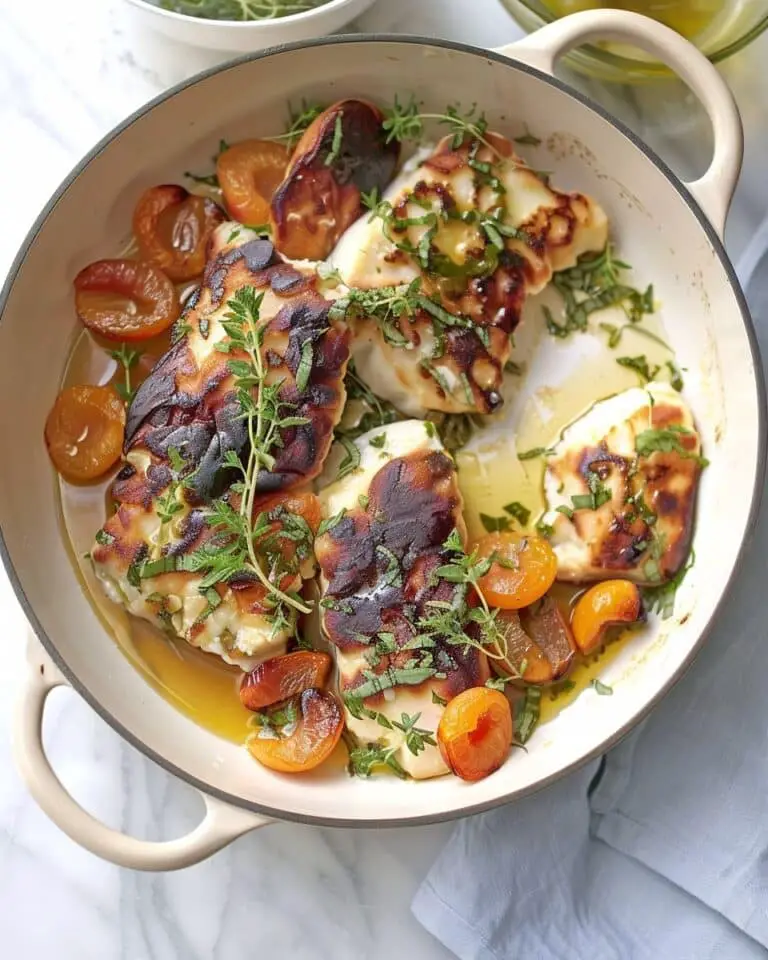 Baked Whole Halloumi with Apricots and Honey