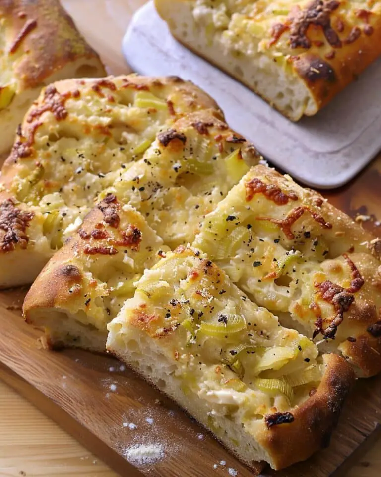 Focaccia Pizza with Leeks and Mascarpone