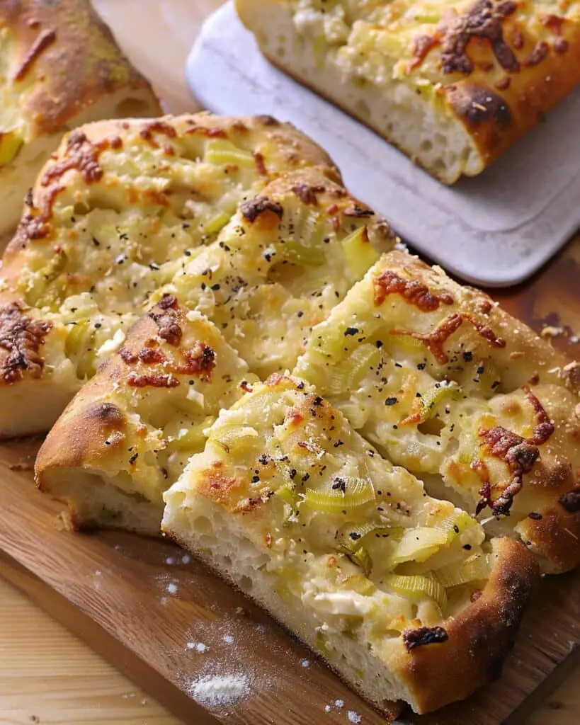 Focaccia Pizza with Leeks and Mascarpone