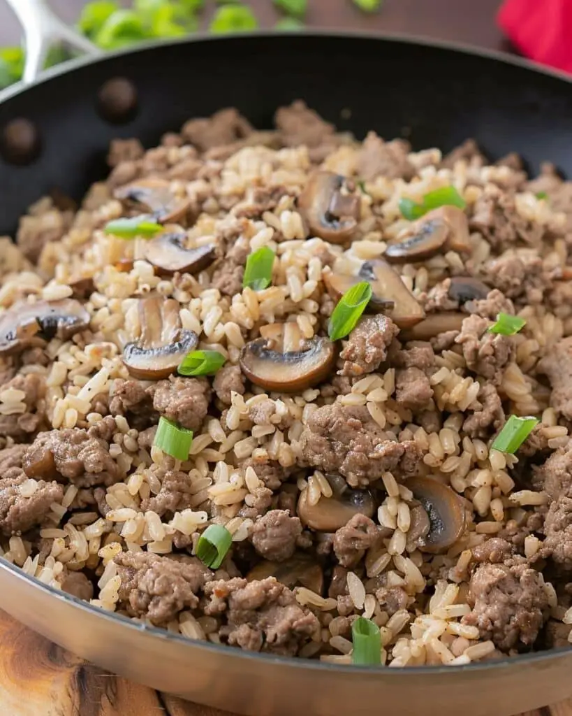 Ground Beef and Mushroom Skillet Dinner