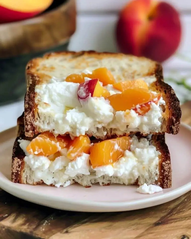 Honey Peach White Cheddar Sandwich with Ricotta and Toasted Sourdough