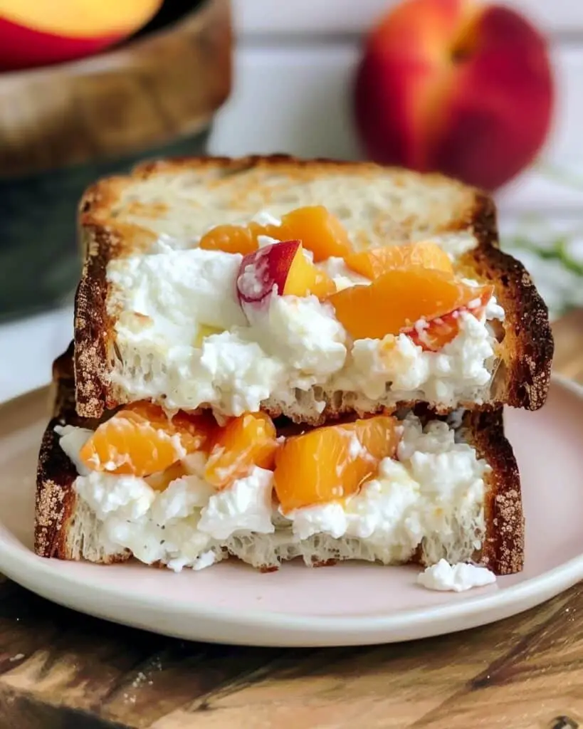 Honey Peach White Cheddar Sandwich with Ricotta and Toasted Sourdough