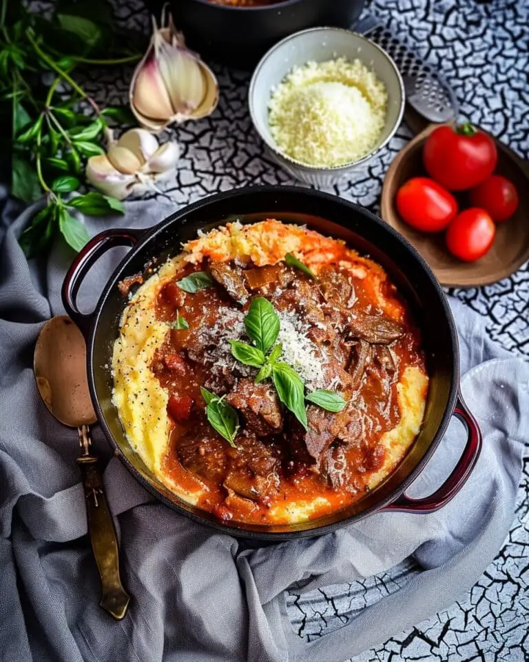 Italian Braised Beef Ragu with Parmesan Polenta