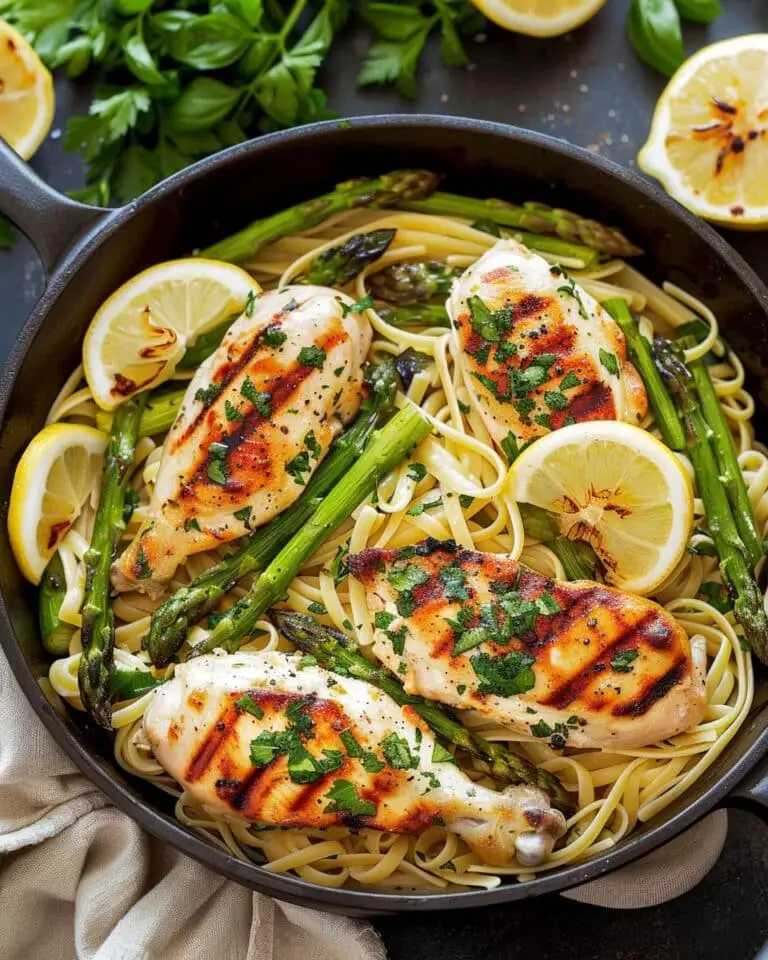 Lemon Asparagus Pasta with Grilled Chicken