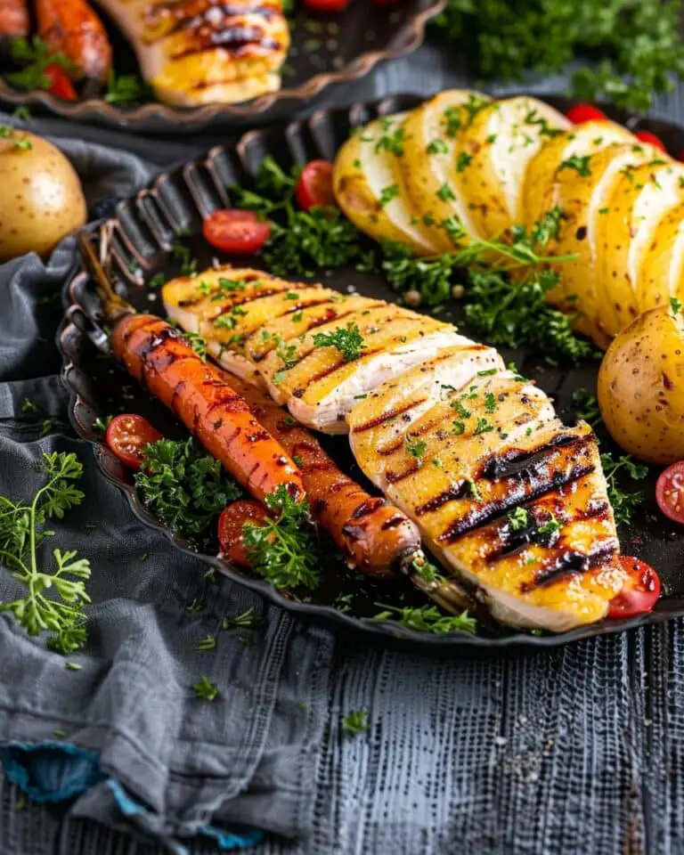 Maple Dijon Chicken with Hasselback Potatoes & Carrots