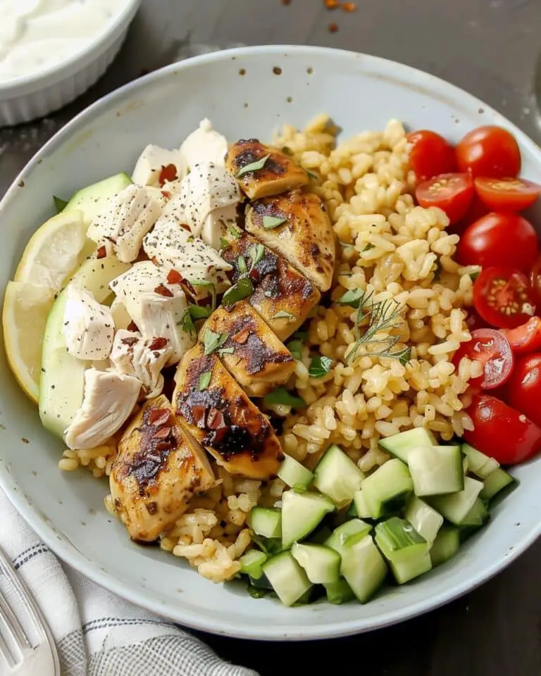 Mediterranean Crispy Rice Chicken Bowl