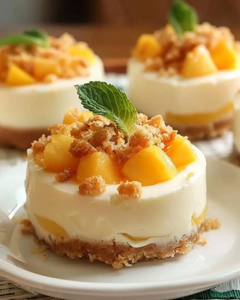 No-Bake Peach Cobbler Cheesecakes