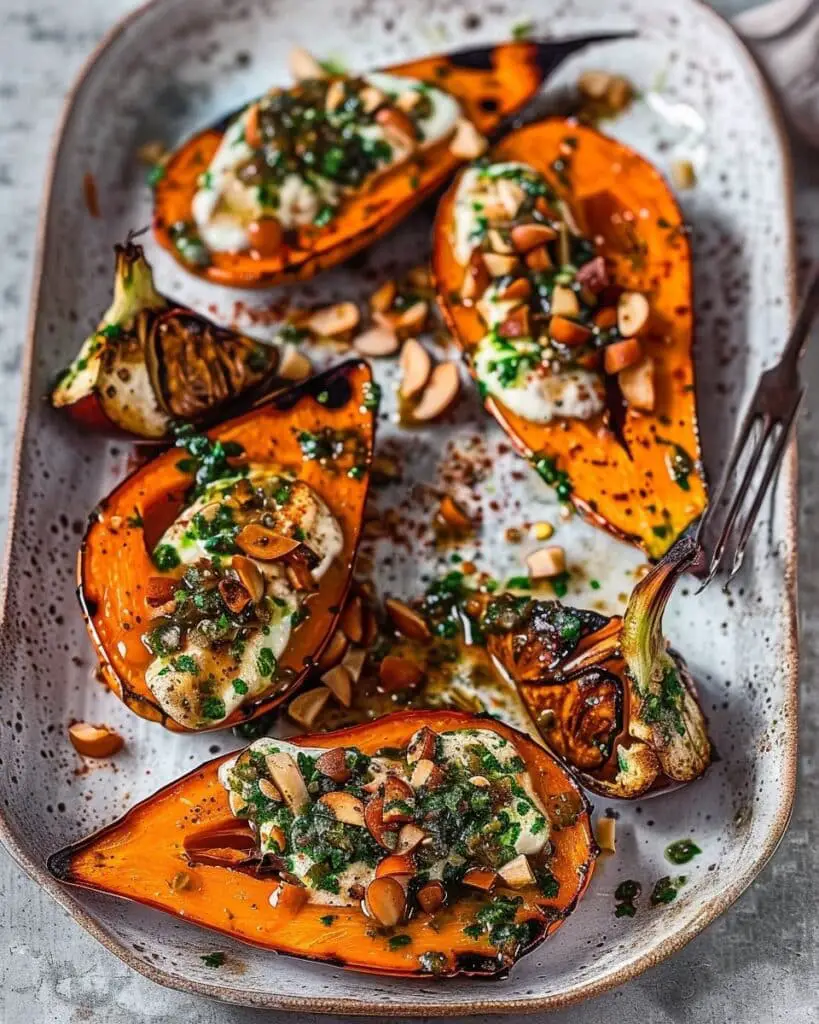 Roasted Pumpkin with Chilli Yoghurt and Coriander Sauce