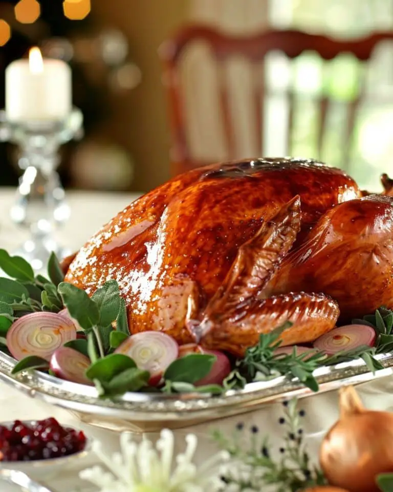 Sage-Roasted Turkey with Caramelized Onions and Sage Gravy