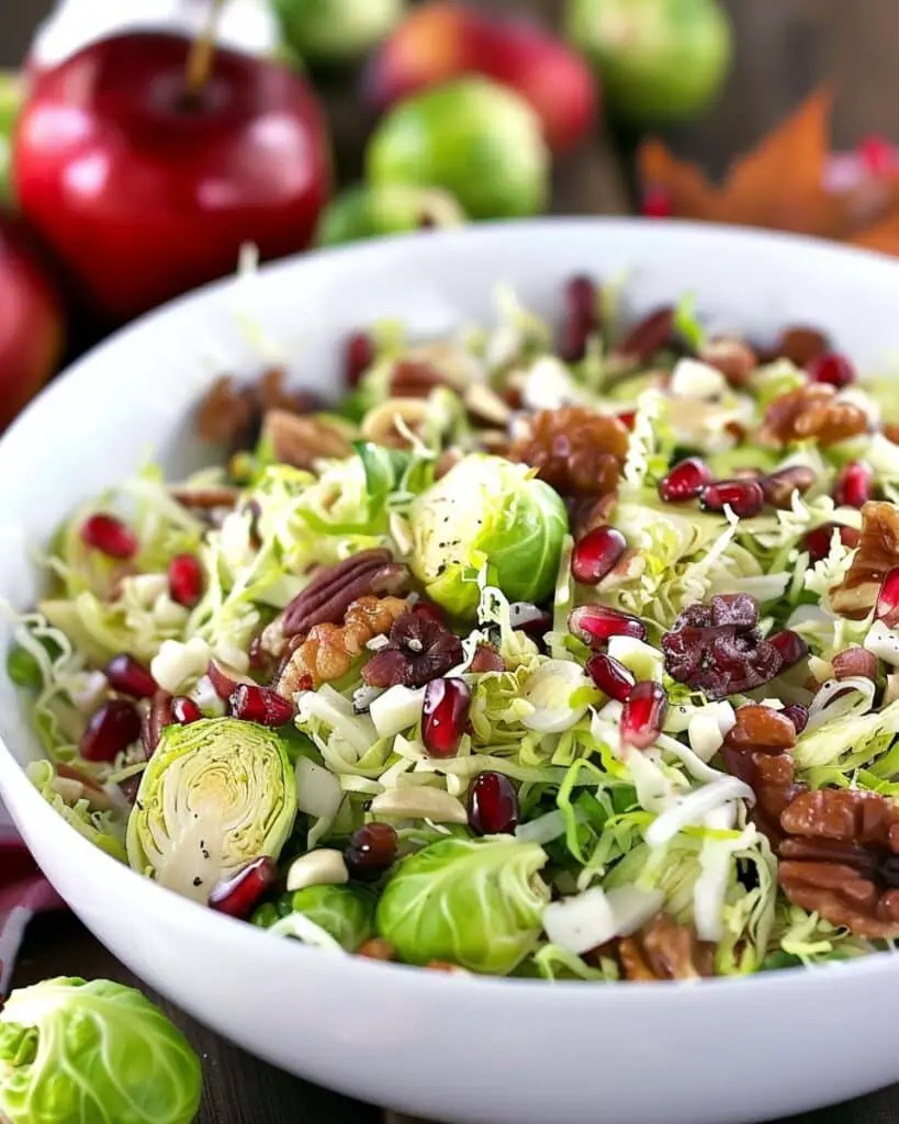 Shaved Brussel Sprout Salad with Creamy Mustard Dressing