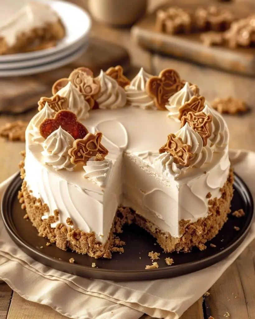 Velvety Biscoff Marble Cheesecake with Buttery Cookie Crust