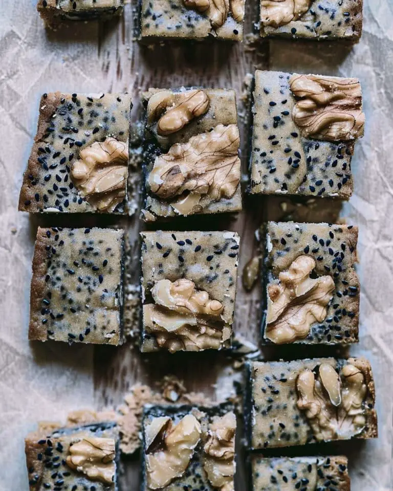 Black Sesame Caramel Walnut Bars
