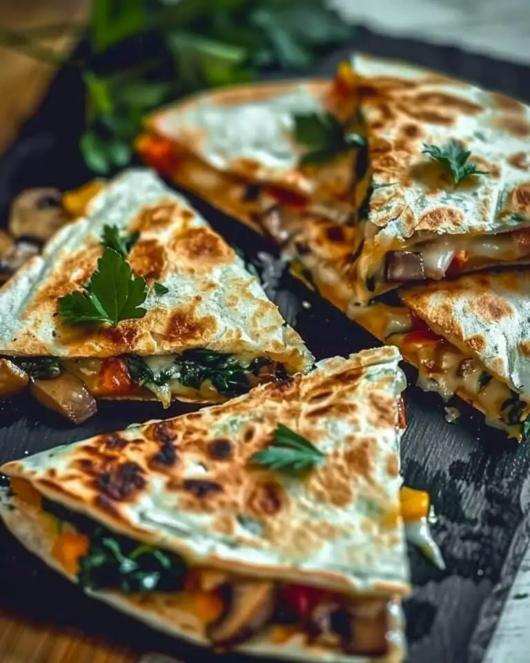 Baked Spinach Mushroom Quesadillas
