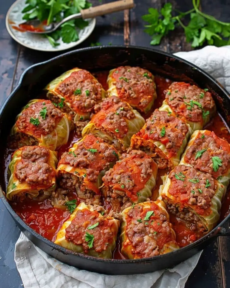Stuffed Cabbage Rolls with Beef and Rice