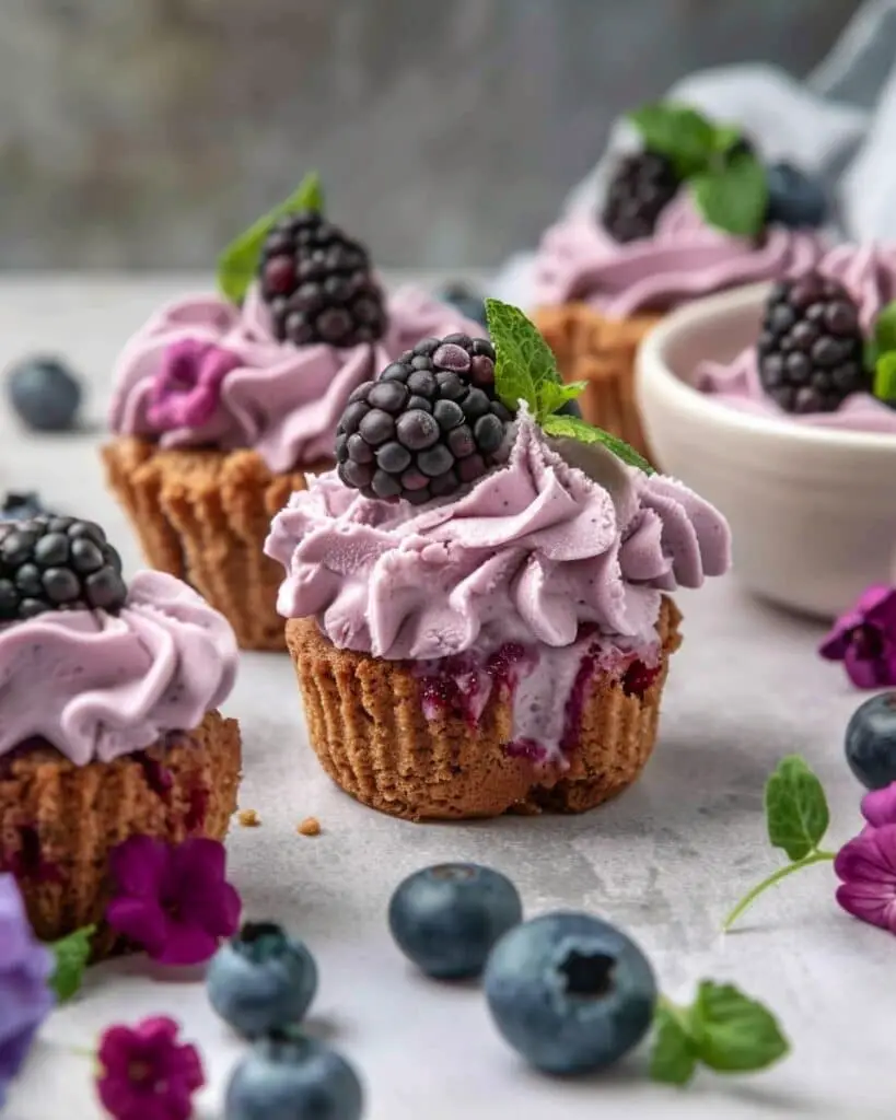 Blueberry Cheesecake Ice Cream Cupcakes