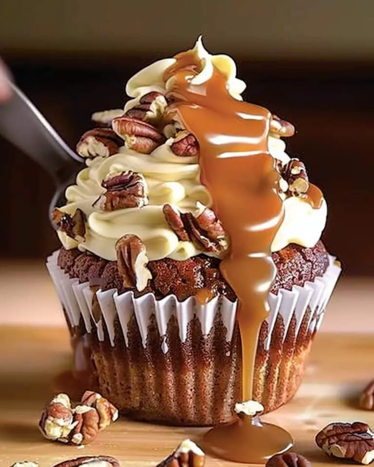 Butter Pecan Cupcakes with Caramel Filling