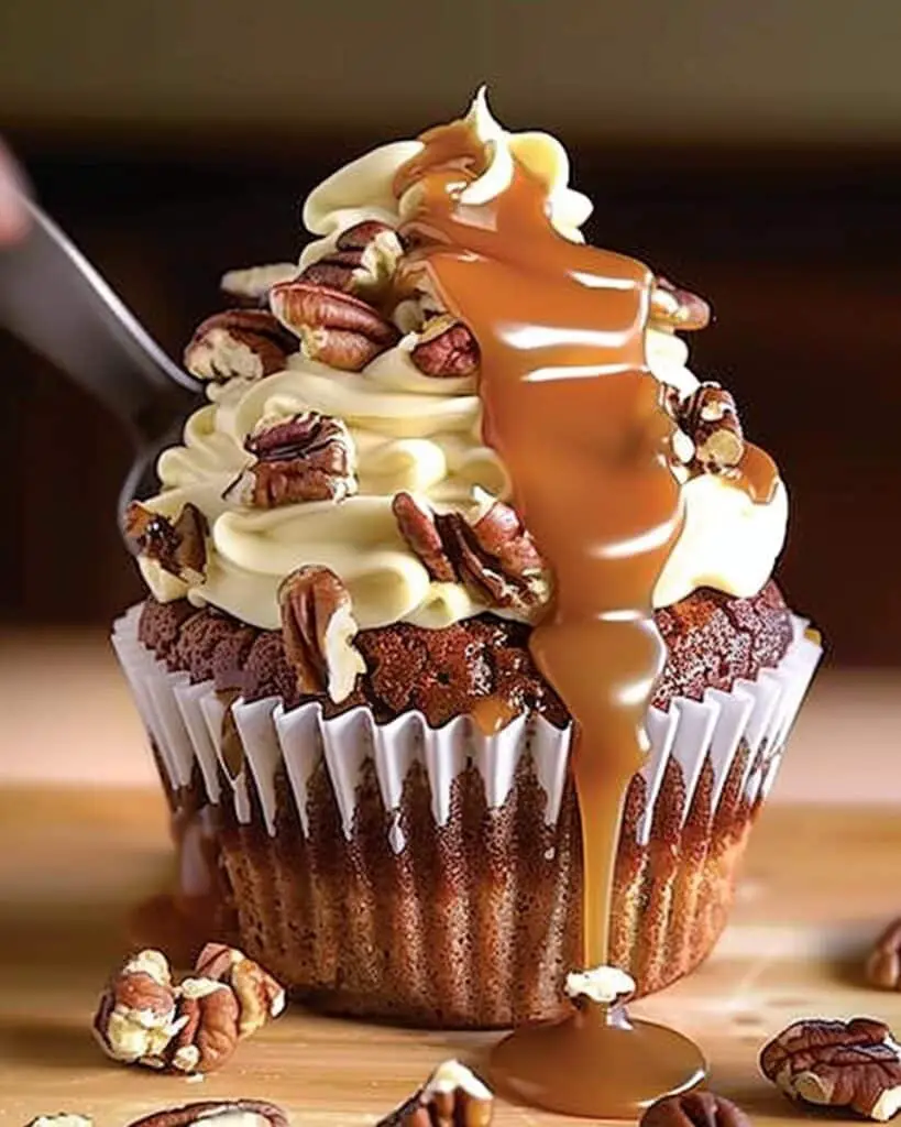 Butter Pecan Cupcakes with Caramel Filling