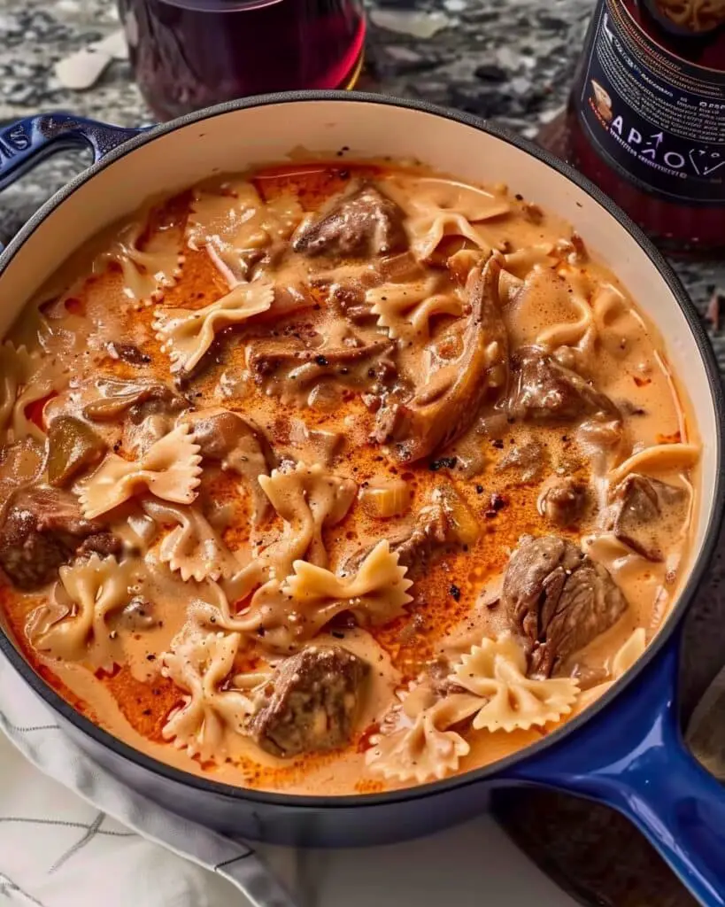 Creamy Beef and Bowtie Pasta