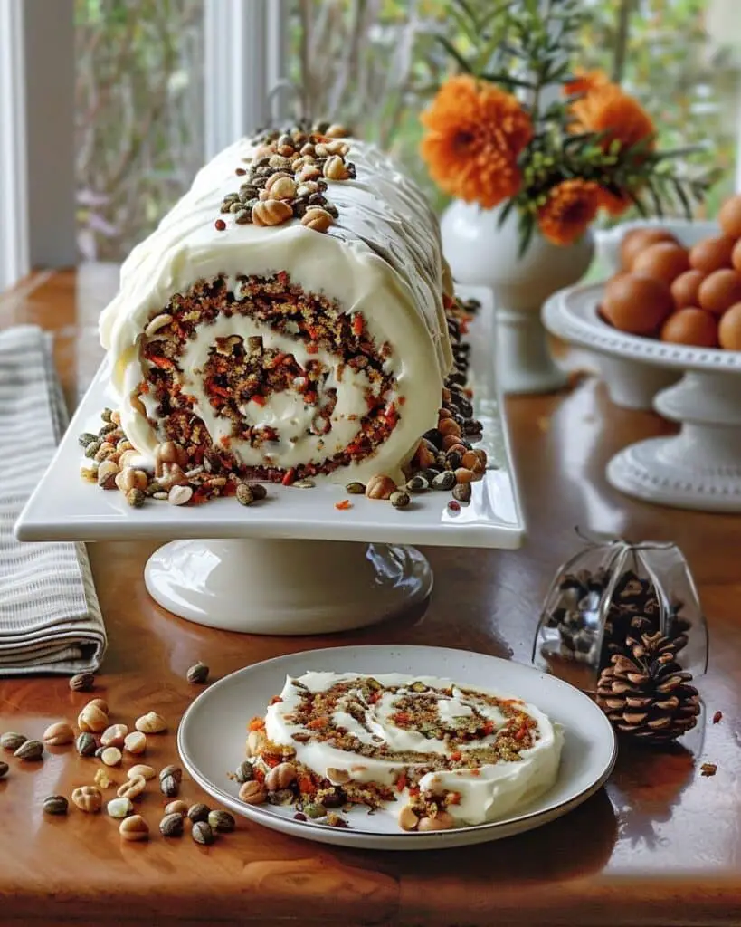 Creamy Carrot Cake Roll With Homemade Cream Cheese Frosting