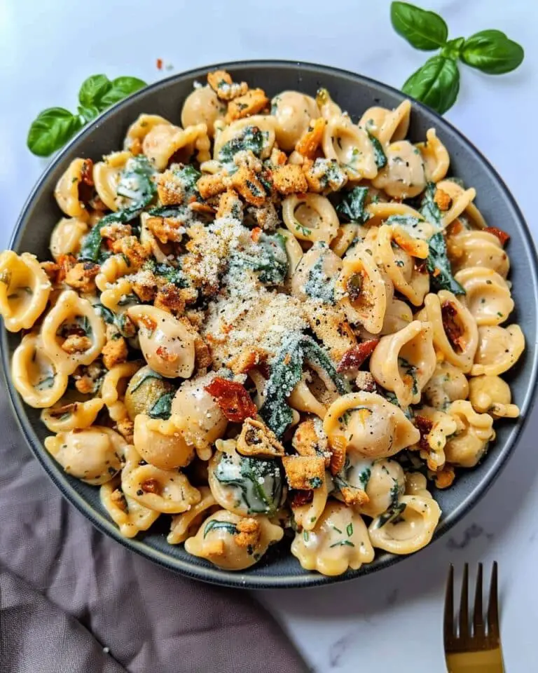 Creamy Tuscan Inspired Pasta with Sundried Tomatoes, Spinach, and Basil