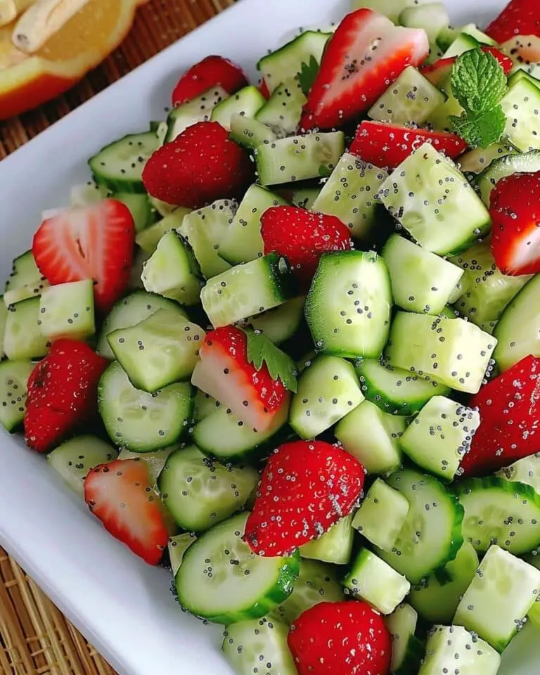 Cucumber & Strawberry Salad with Homemade Poppyseed Dressing