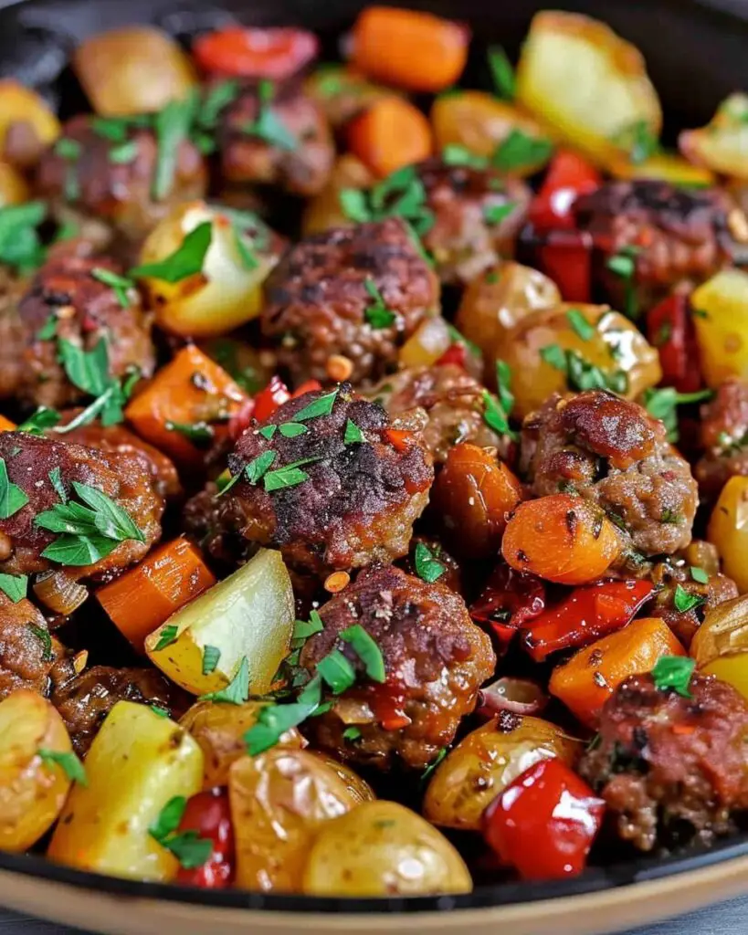Hungarian-Style Baked Meatballs with Potatoes & Carrots