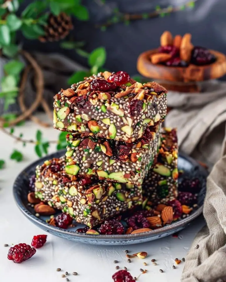 Low-Calorie Pistachio Cranberry Chia Bars (Slimming Version)