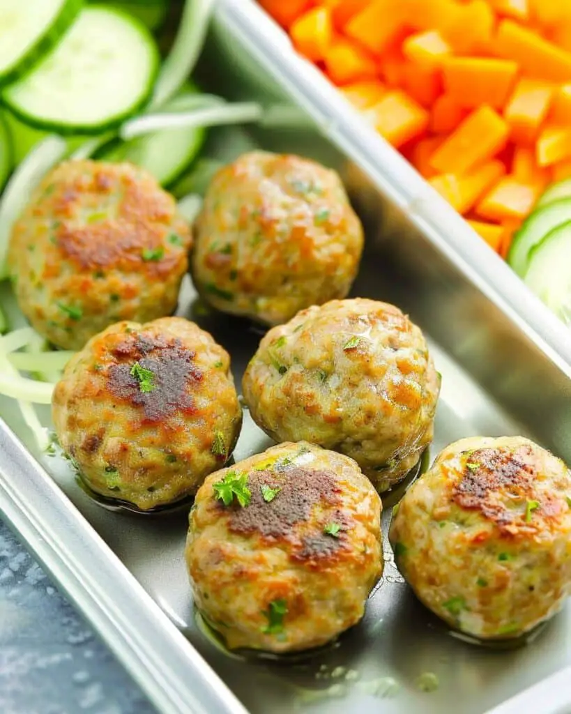 Mini Turkey Meatballs with Ribbon Salad
