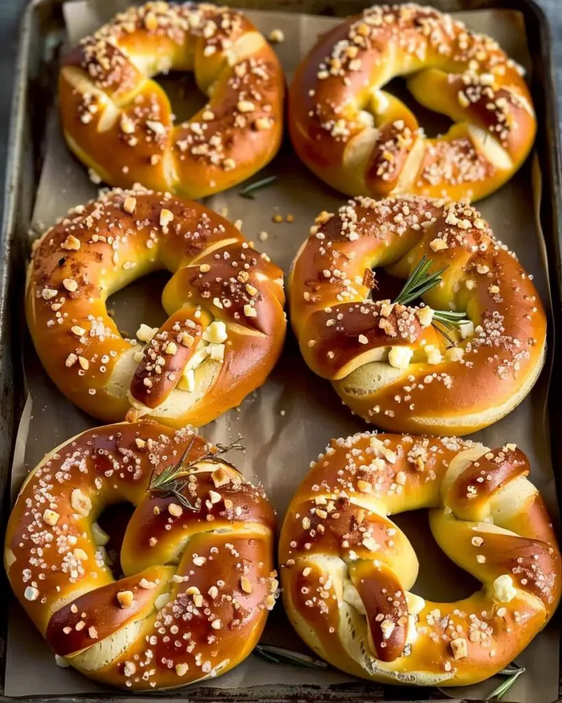 Mozzarella Stuffed Rosemary Parmesan Soft Pretzels