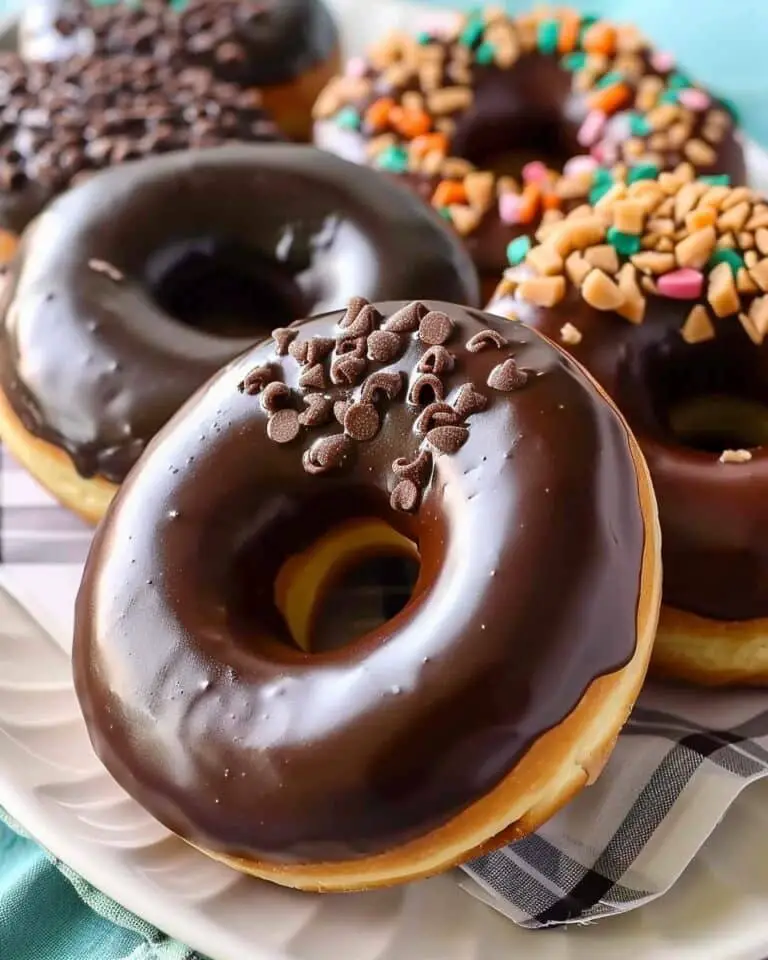 Ring Doughnuts with Chocolate Glaze