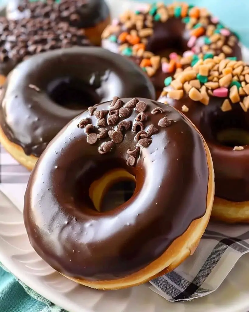 Ring Doughnuts with Chocolate Glaze