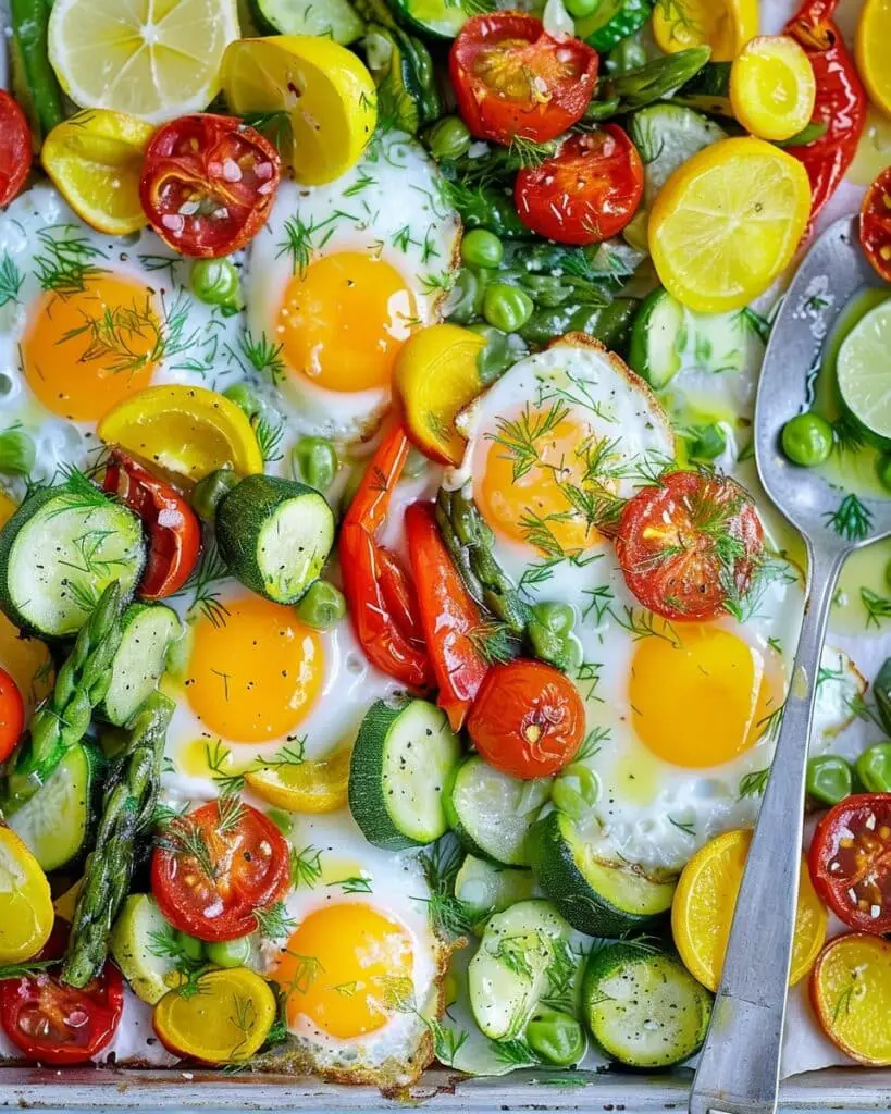 Rise and Shine Sheet Pan Veggie + Egg Bake
