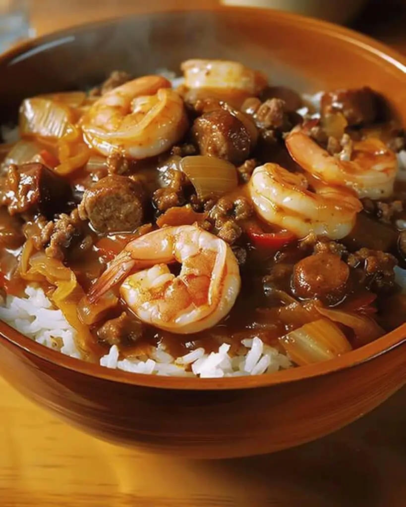 Shrimp and Sausage Cabbage Bowl with Rice
