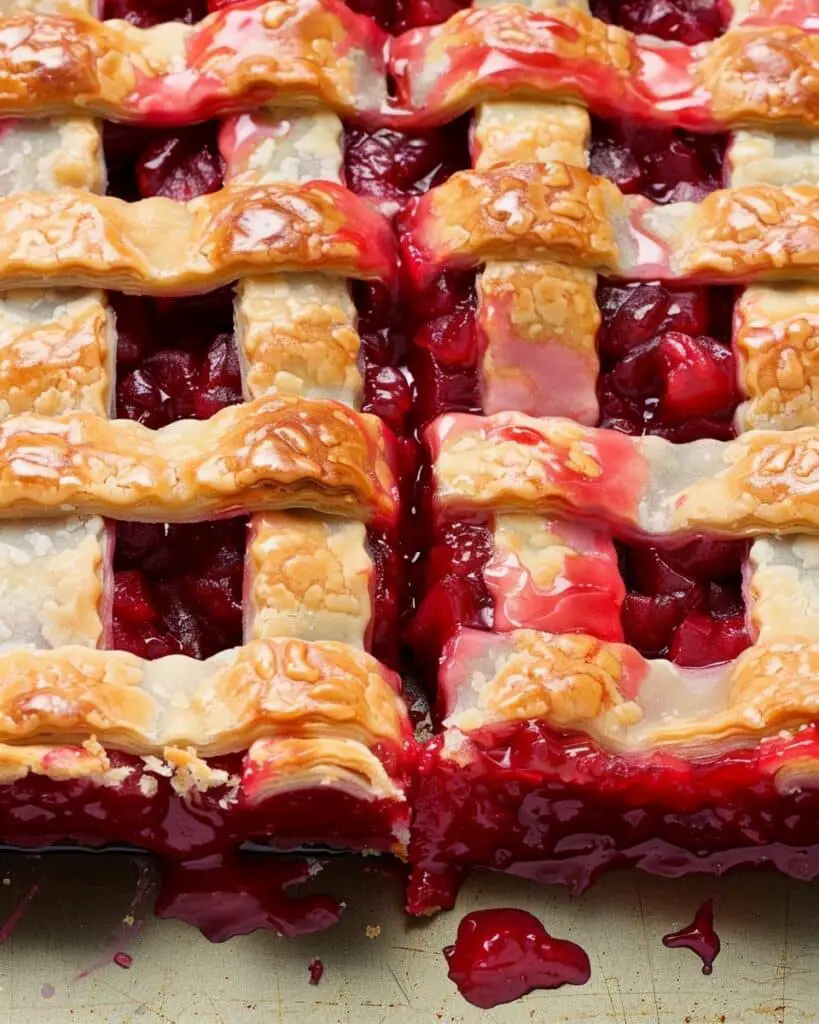 Raspberry Rhubarb Slab Pie