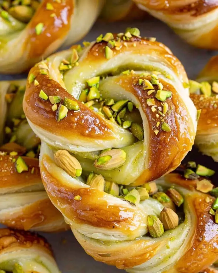 Pistachio Cardamom Babka Knots with Rosewater Glaze