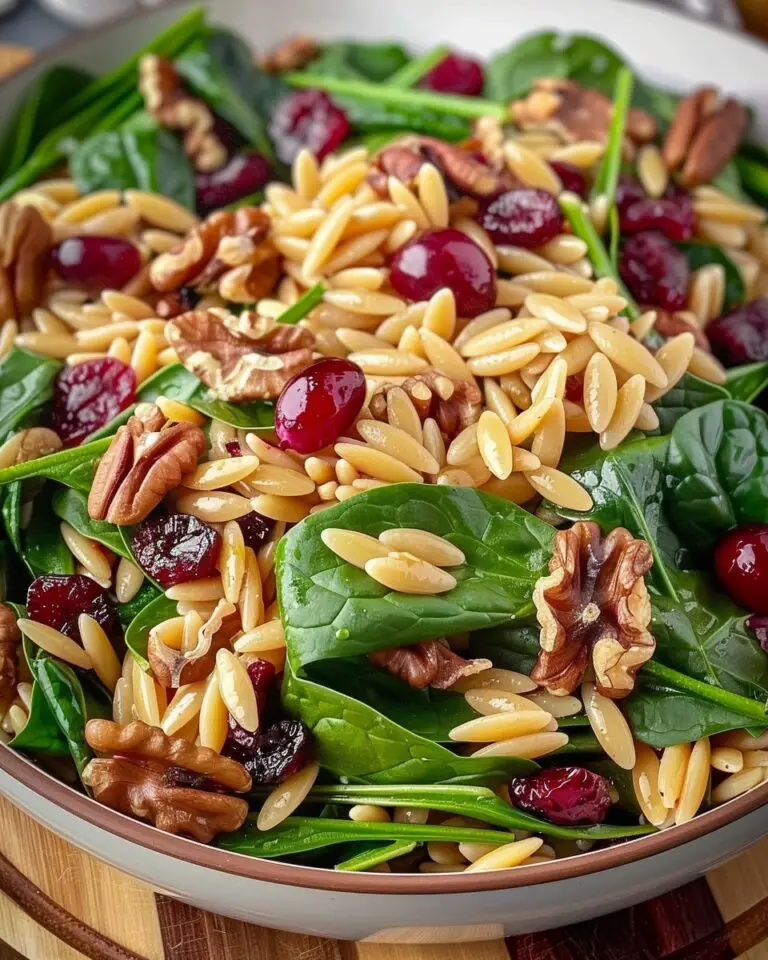 Spinach and Orzo Salad with Cranberries and Walnuts