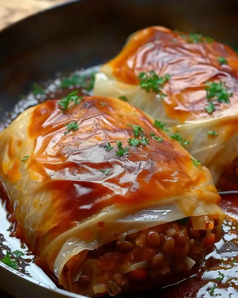 Stuffed Vegan Cabbage Rolls with Lentil Rice