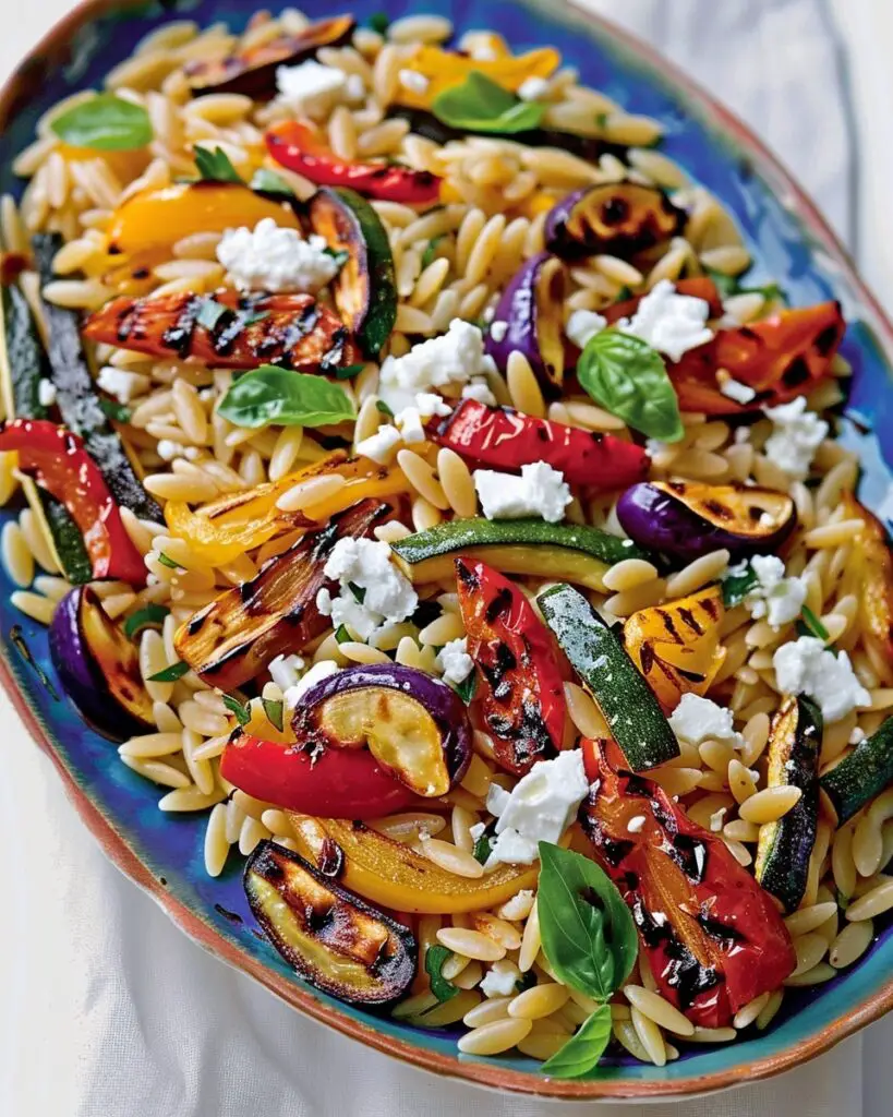 Sun-Kissed Garden Orzo with Charred Mediterranean Vegetables and Creamy Feta