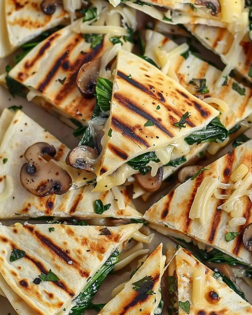Vegan Spinach Mushroom Quesadillas