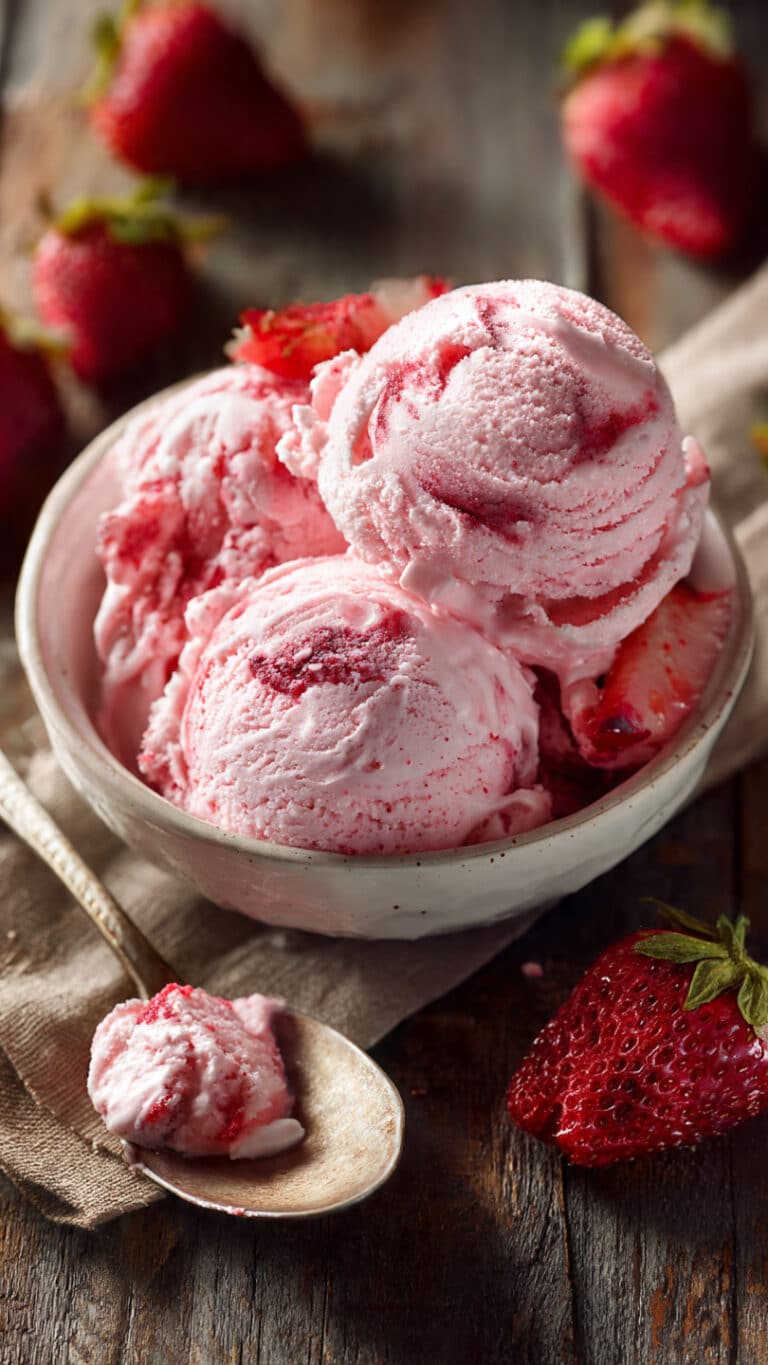 Easy Homemade Strawberry Ice Cream (3 Ingredients)