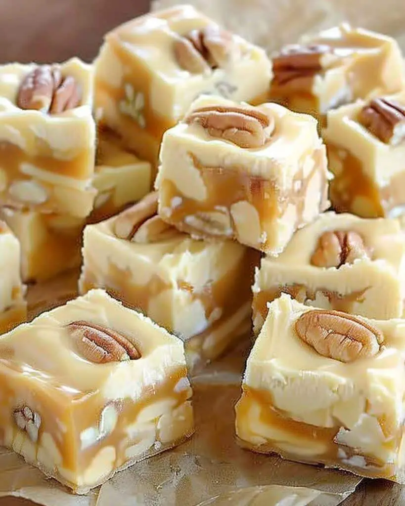 Creamy White Chocolate Caramel Pecan Fudge