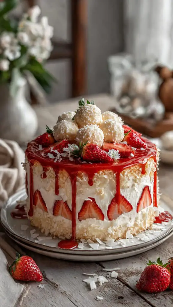 Strawberry Raffaello Cake