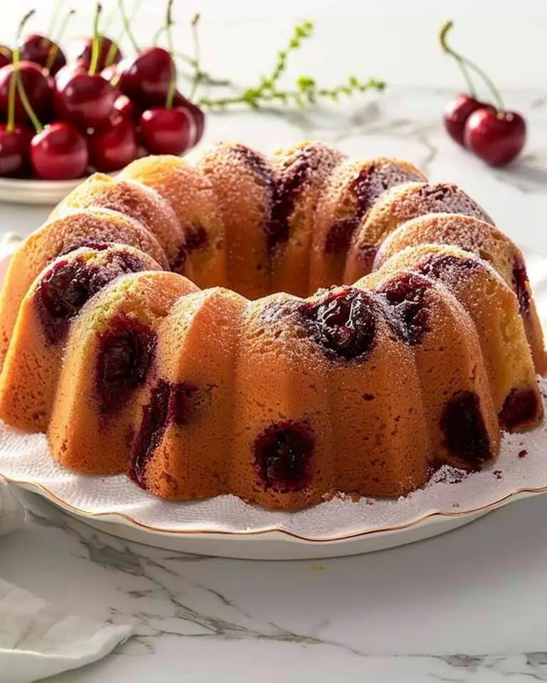 Hungarian Cherry Marble Bundt Cake